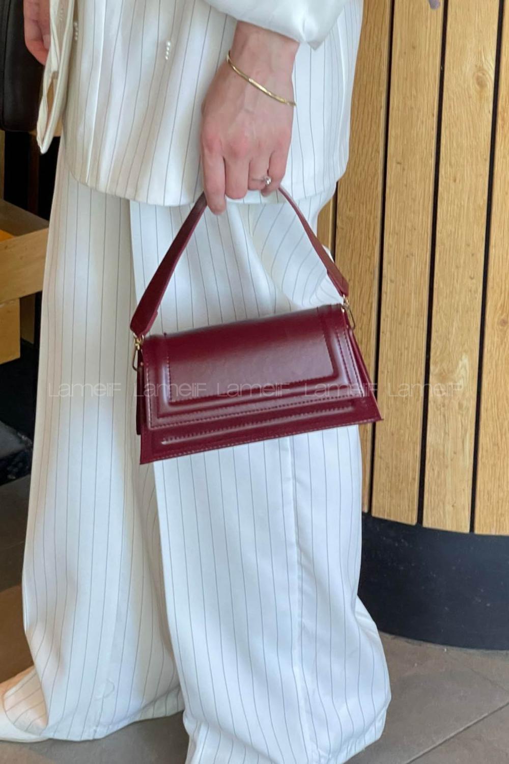 Lamelif Mini Julia Model Kadın El Ve Omuz Çantası Bordo