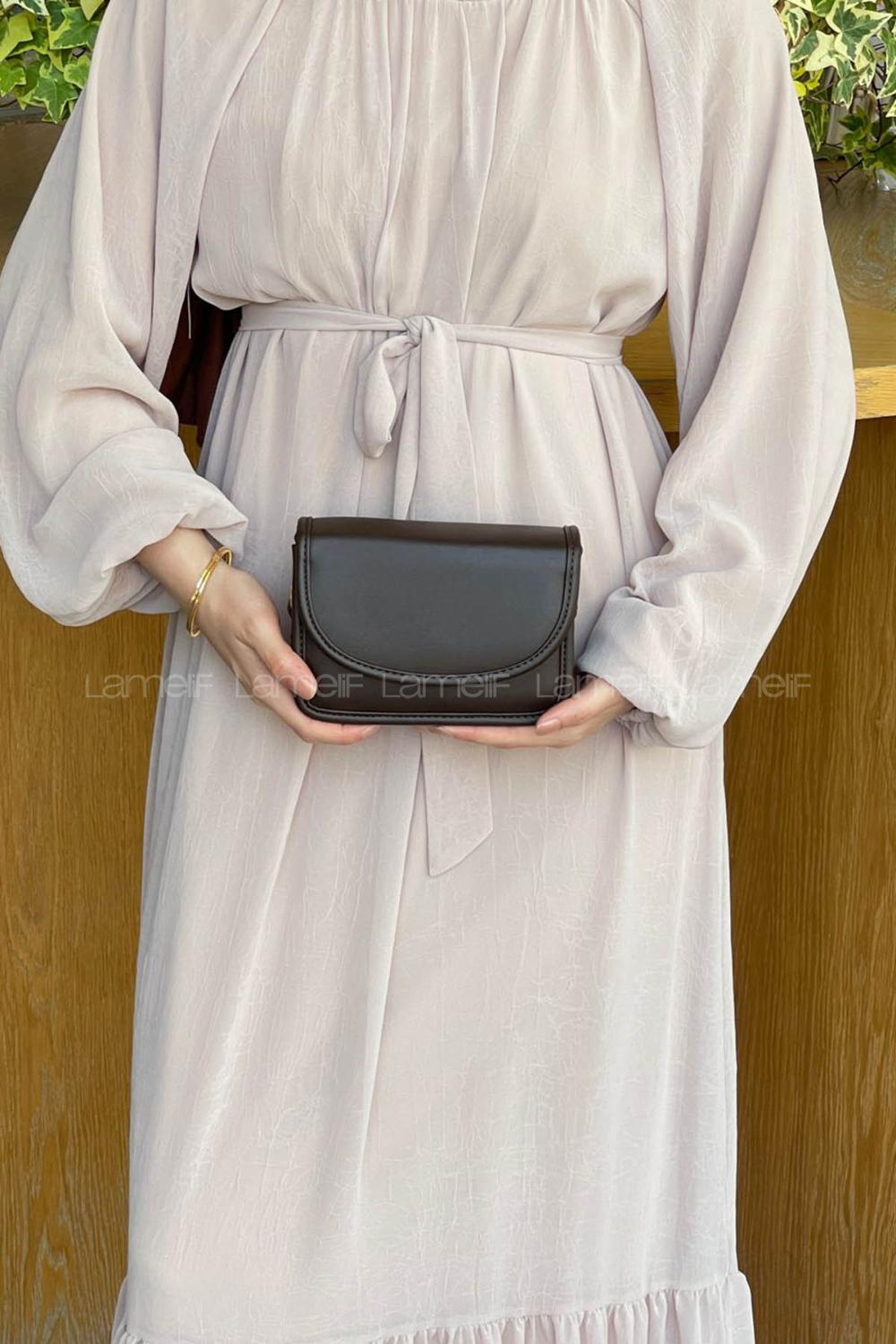 Lamelif Mini Kutu Çapraz Çanta Kadın Acı Kahve