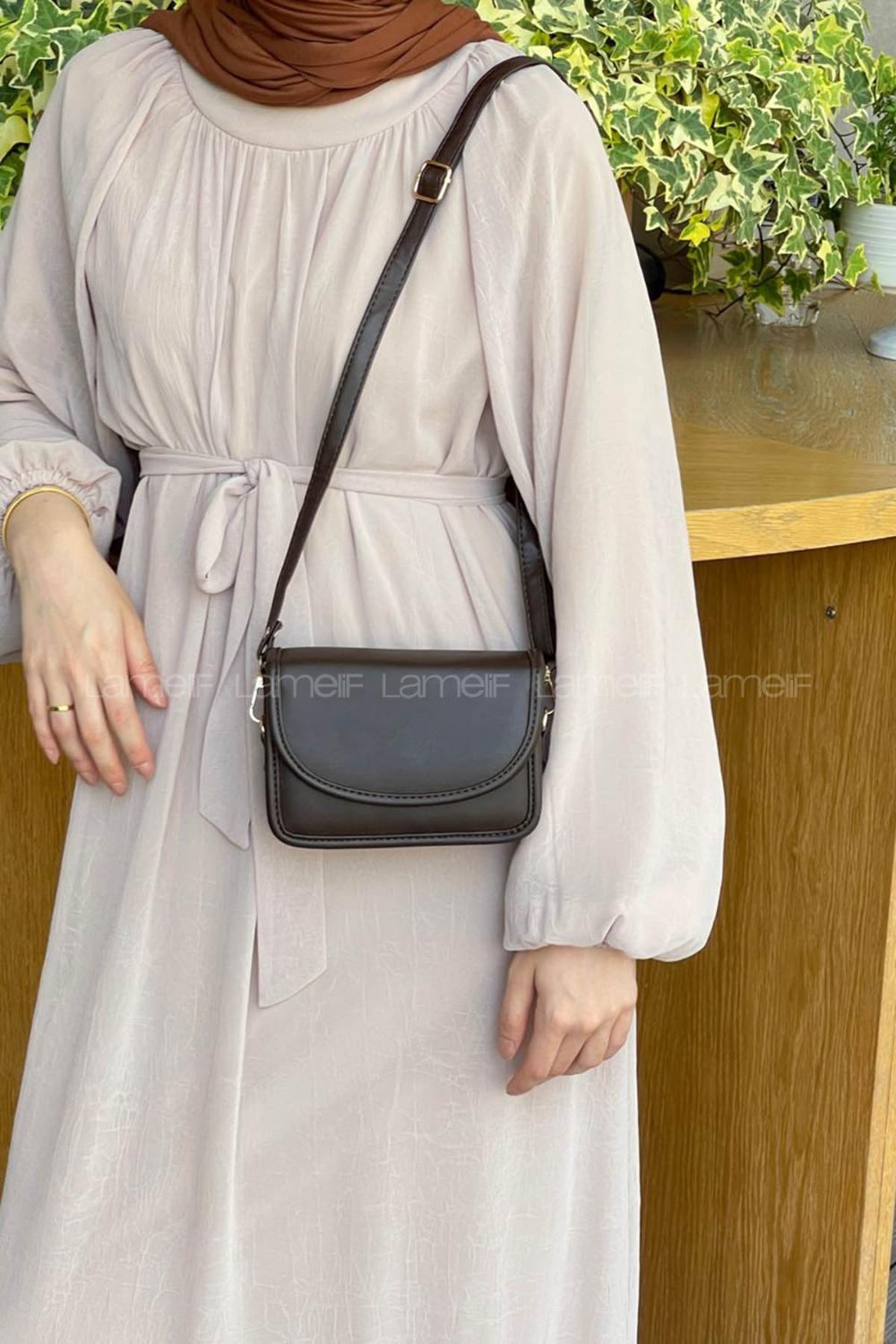 Lamelif Mini Kutu Çapraz Çanta Kadın Acı Kahve