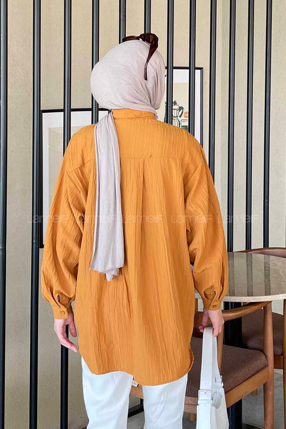 Lamelif Kraşlı Gömlek Hardal Sarısı