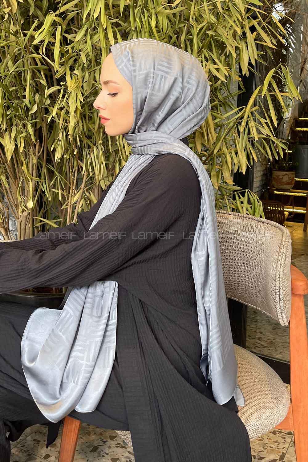 Lamelif Kibrit Desen Jakar Şal Gri