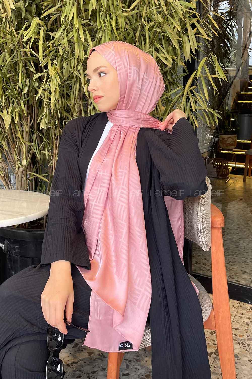 Lamelif Kibrit Desen Jakar Şal Pudra