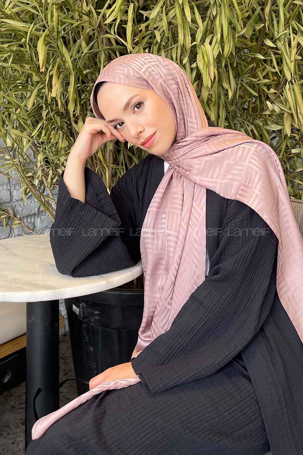 Lamelif Kibrit Desen Jakar Şal Soft Kahve