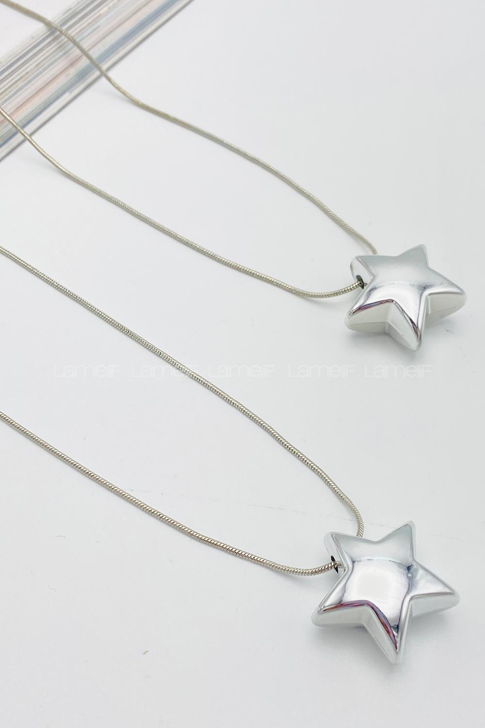 Lamelif Gümüş Zincir Gümüş Yıldız Tasarım Kolye