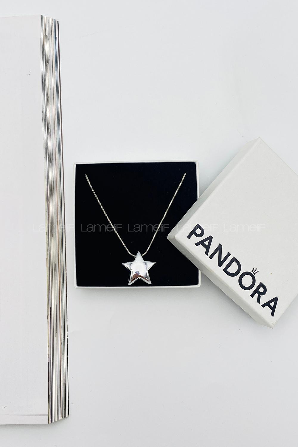 Lamelif Gümüş Zincir Gümüş Yıldız Tasarım Kolye