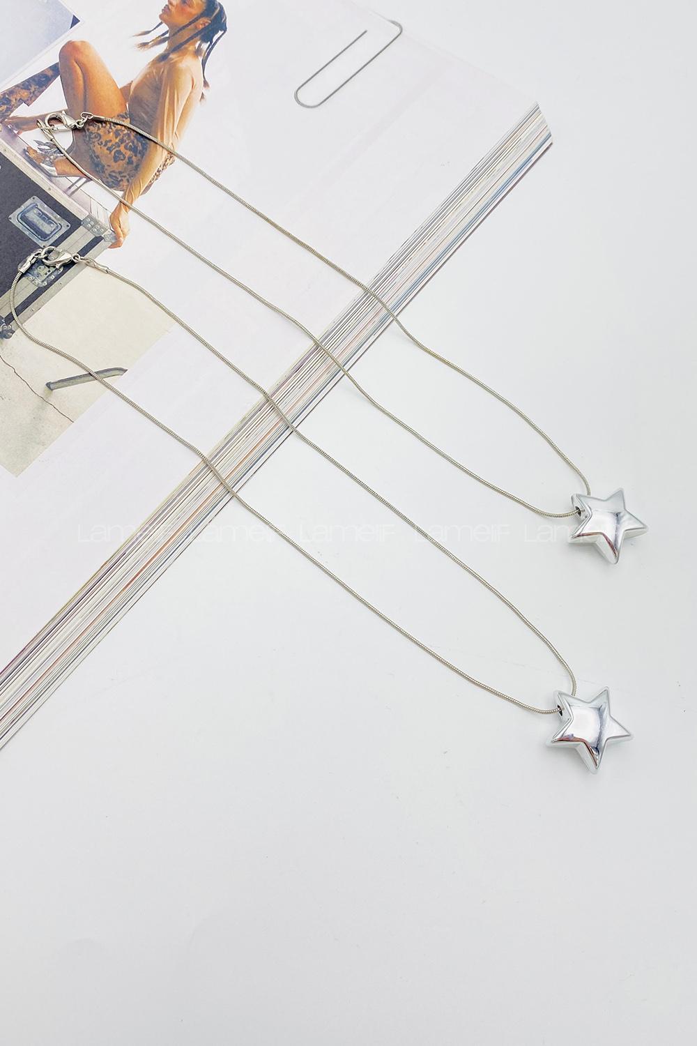 Lamelif Gümüş Zincir Gümüş Yıldız Tasarım Kolye