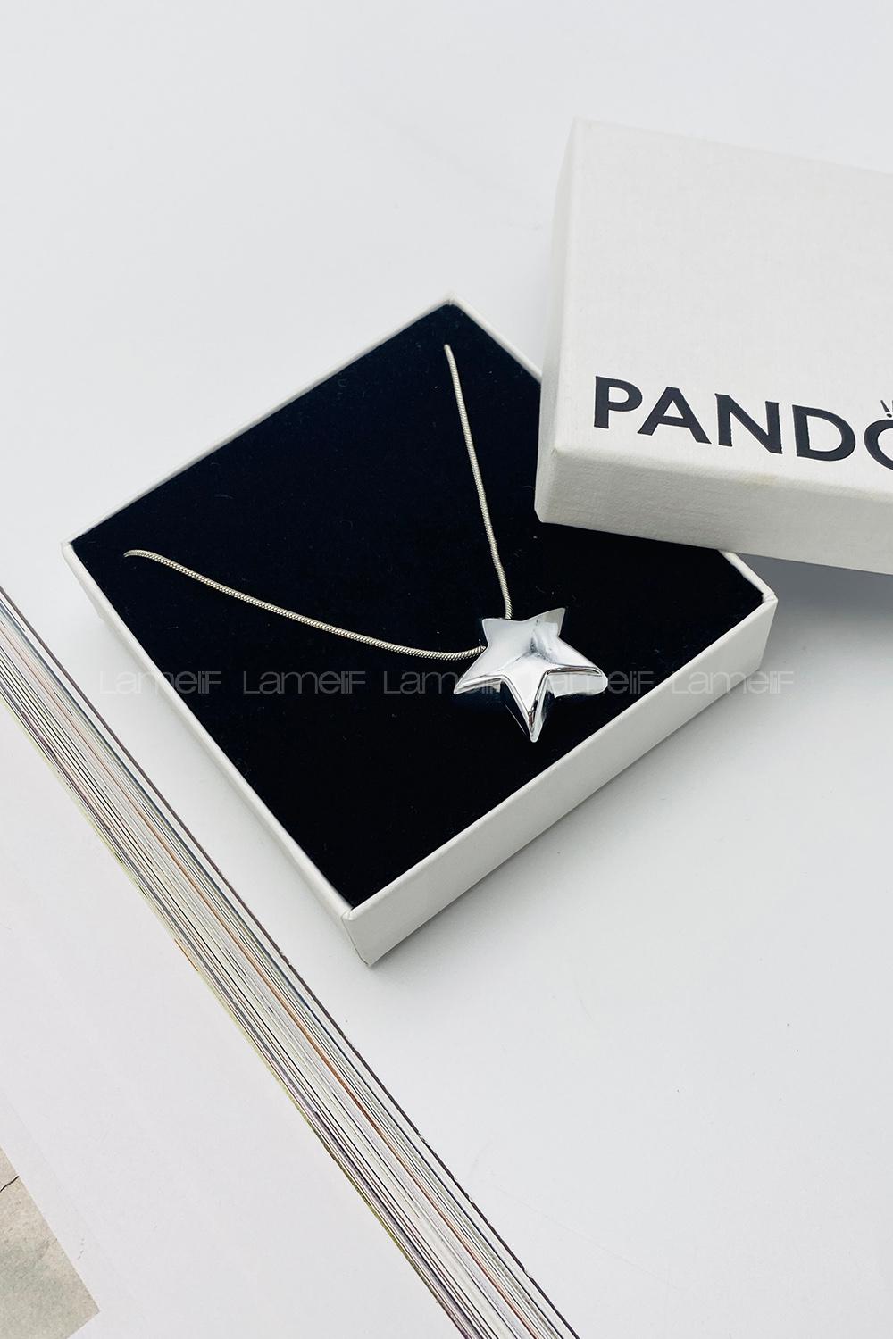 Lamelif Gümüş Zincir Gümüş Yıldız Tasarım Kolye