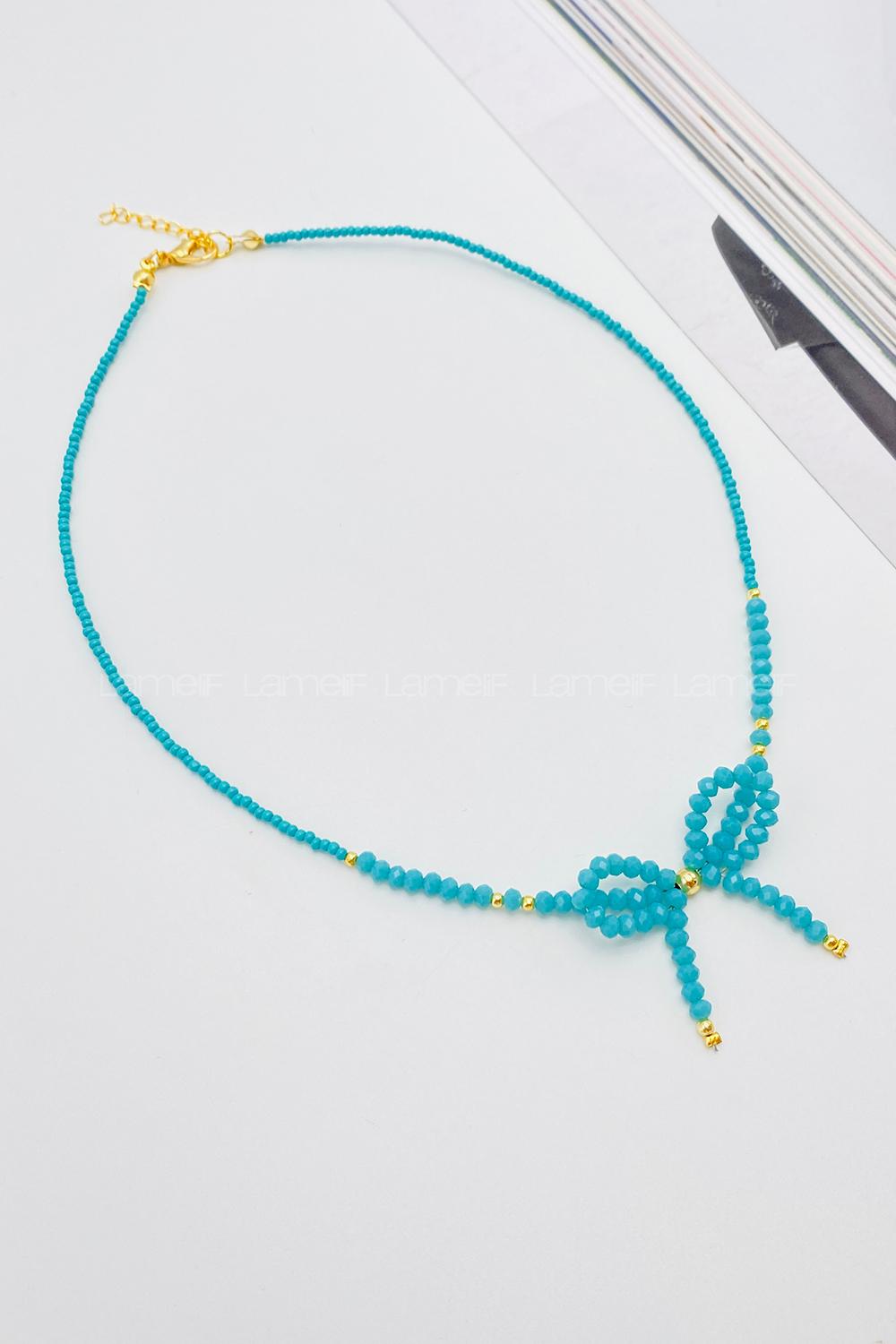 Lamelif Mavi Boncuklu Kurdele Kolye