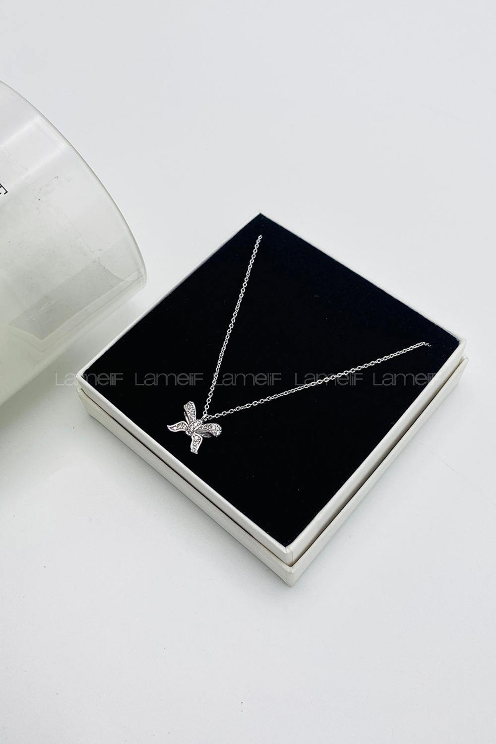 Lamelif Gümüş Kurdele Zirkon Kolye