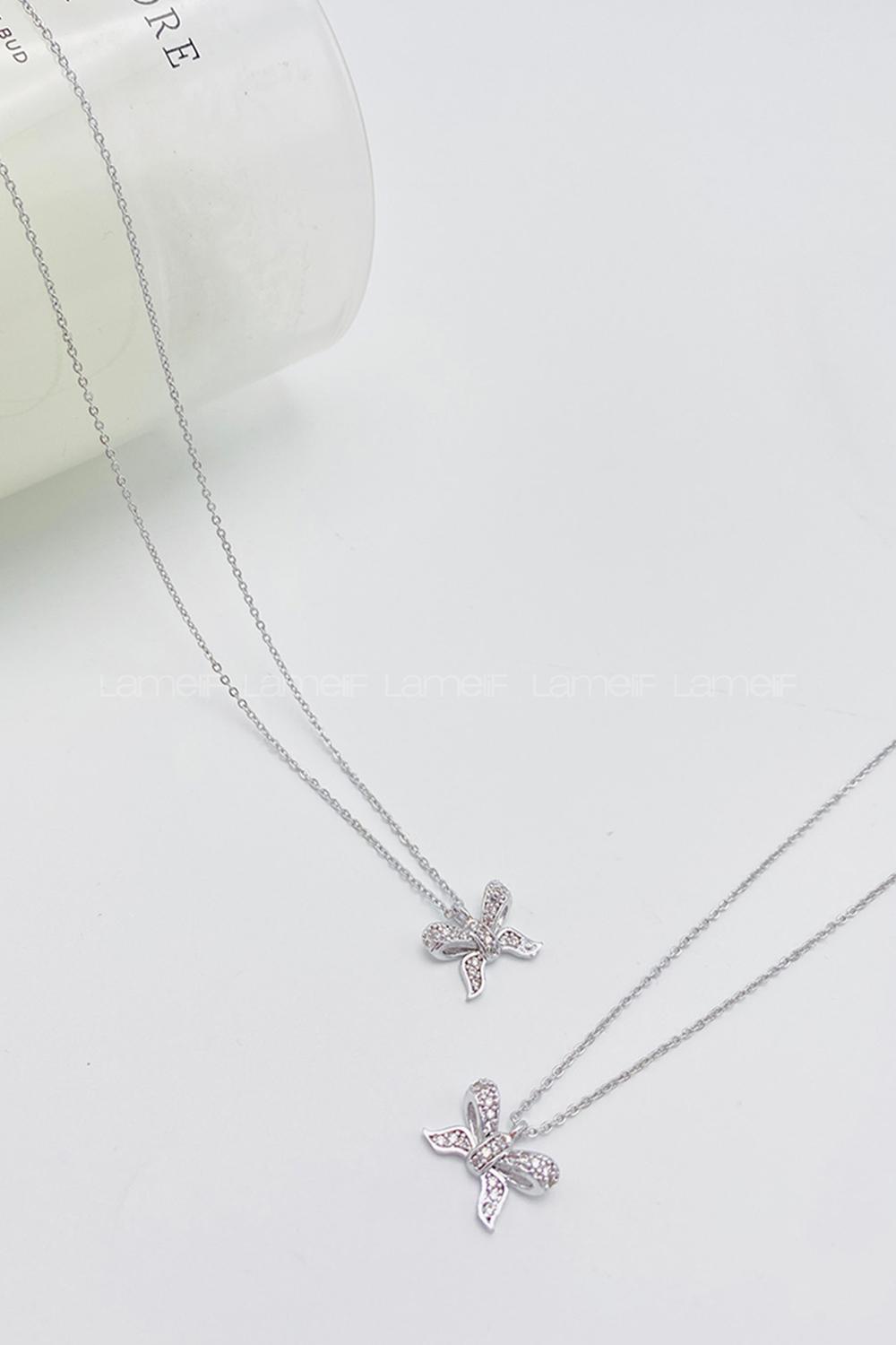 Lamelif Gümüş Kurdele Zirkon Kolye