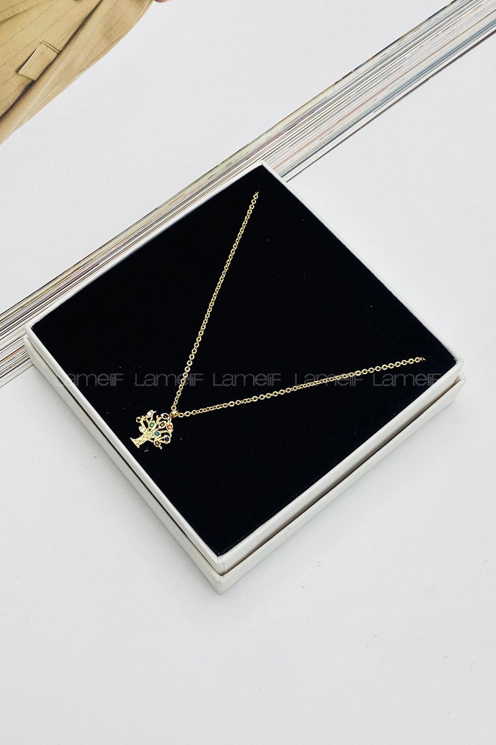 Lamelif Gold Hayat Ağacı Zirkon Kolye