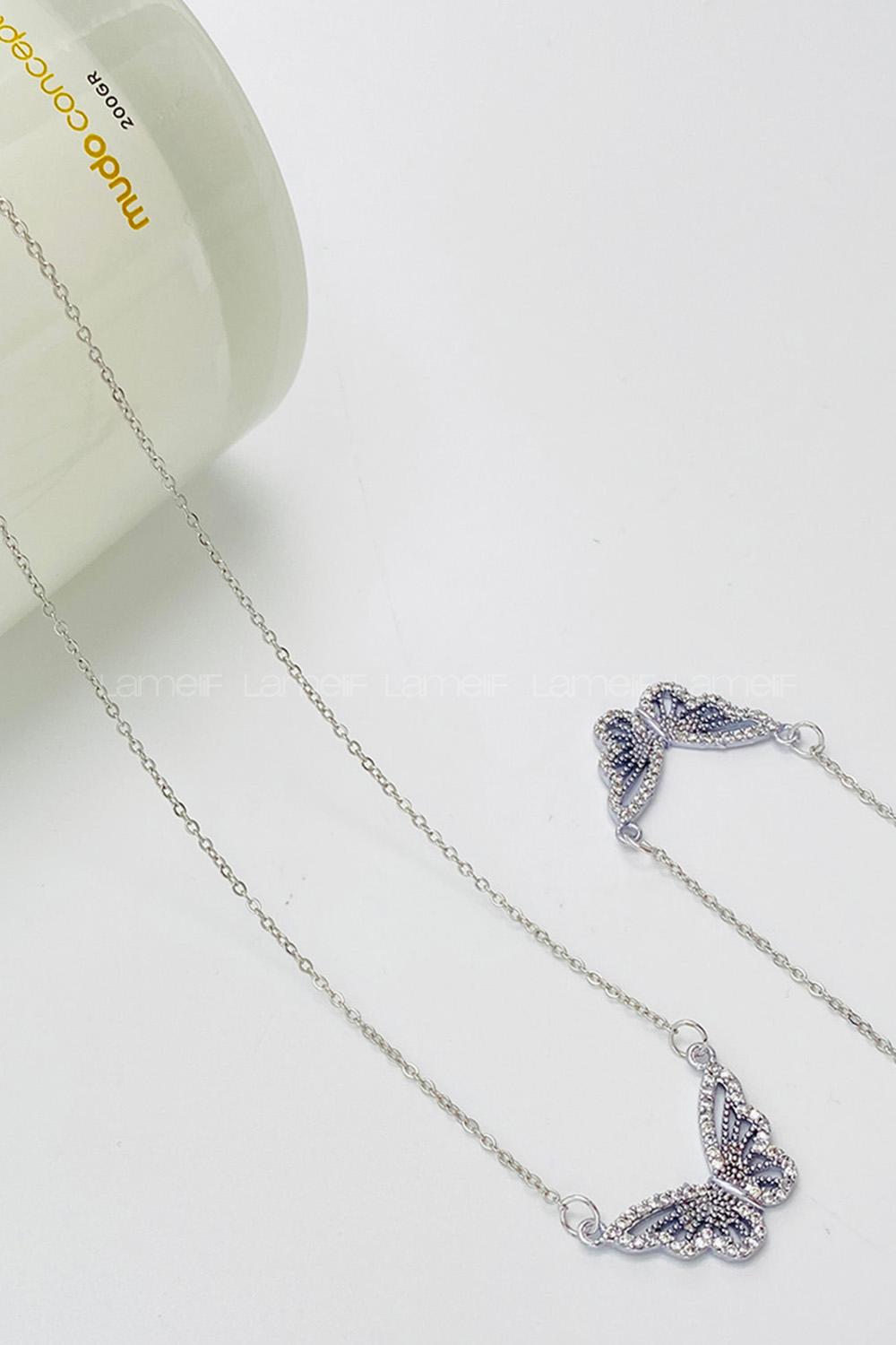 Lamelif Gümüş Kelebek Zirkon Kolye