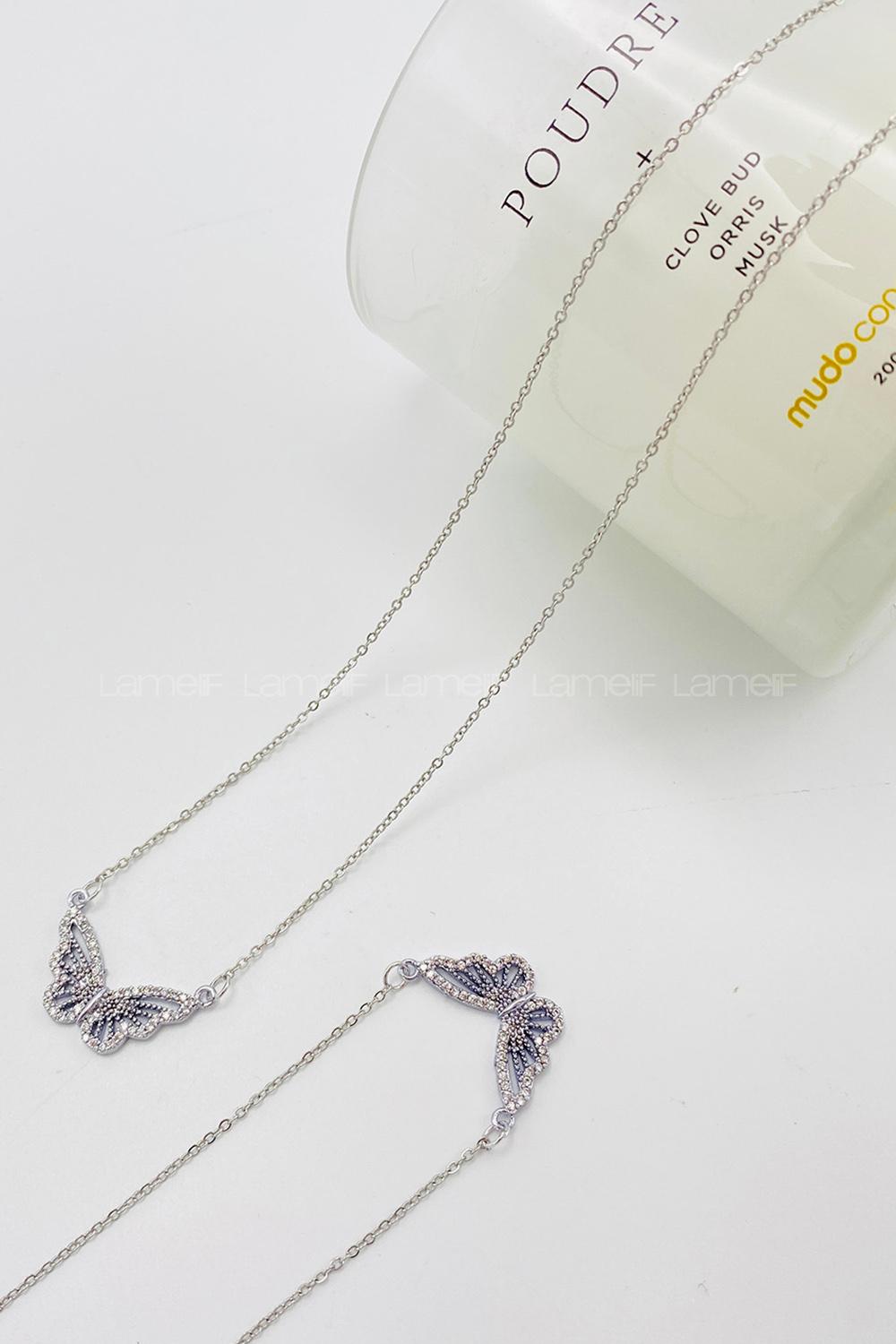 Lamelif Gümüş Kelebek Zirkon Kolye