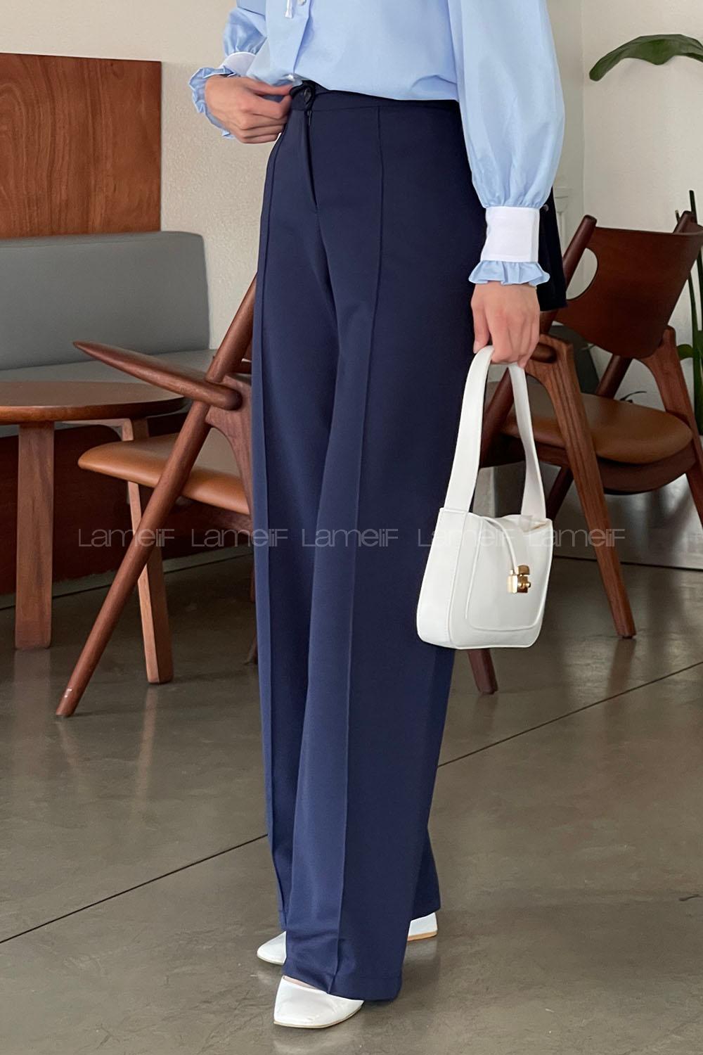 Lamelif Çımalı Palozzo Pantolon Lacivert