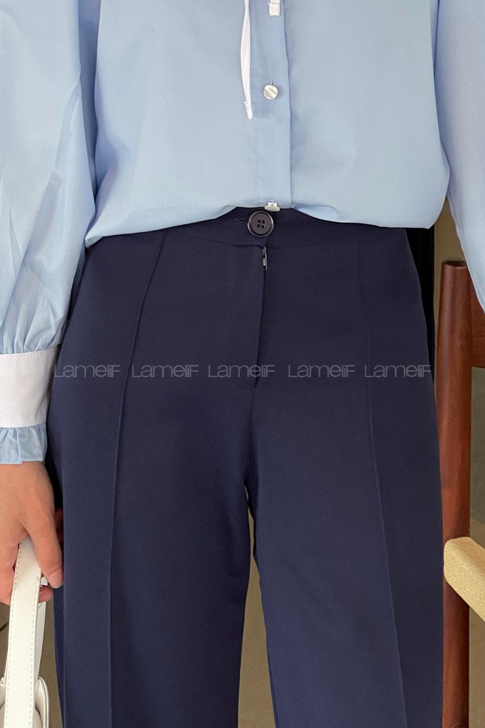 Lamelif Çımalı Palozzo Pantolon Lacivert