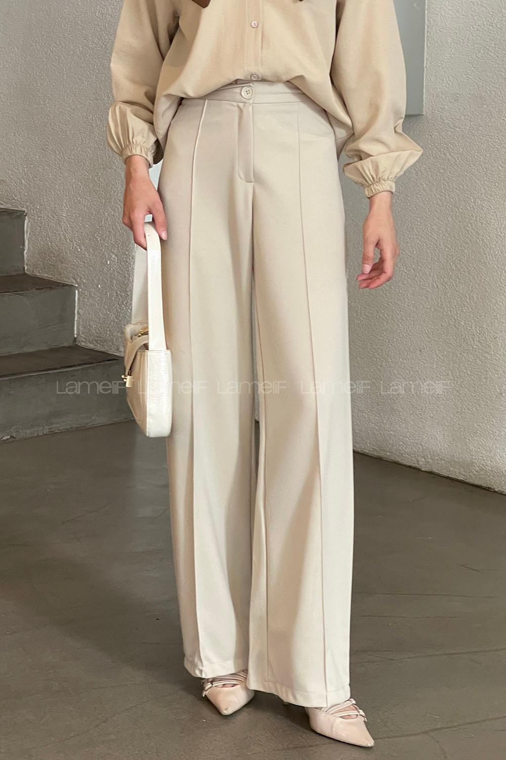 Lamelif Çımalı Palozzo Pantolon Taş Rengi