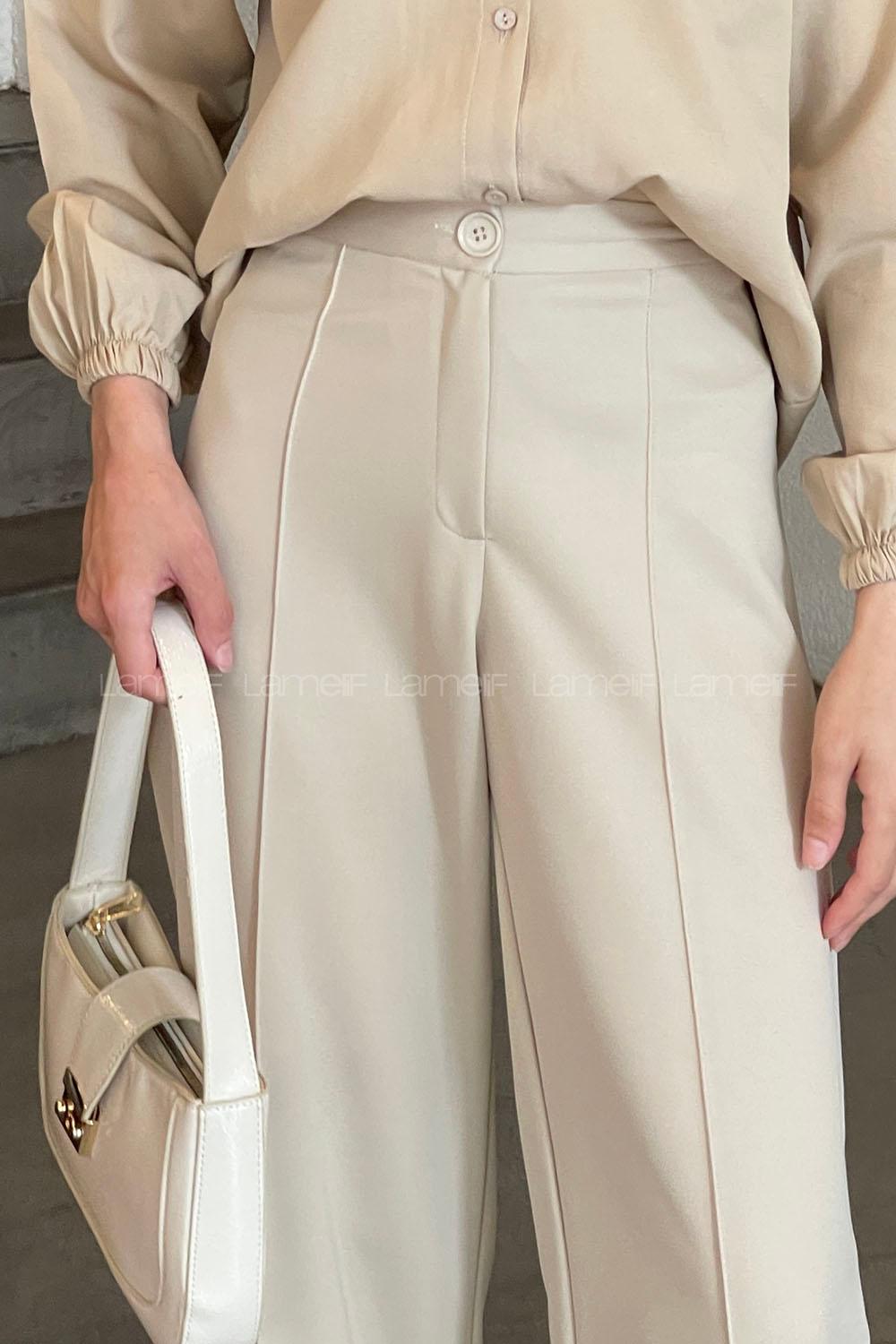 Lamelif Çımalı Palozzo Pantolon Taş Rengi