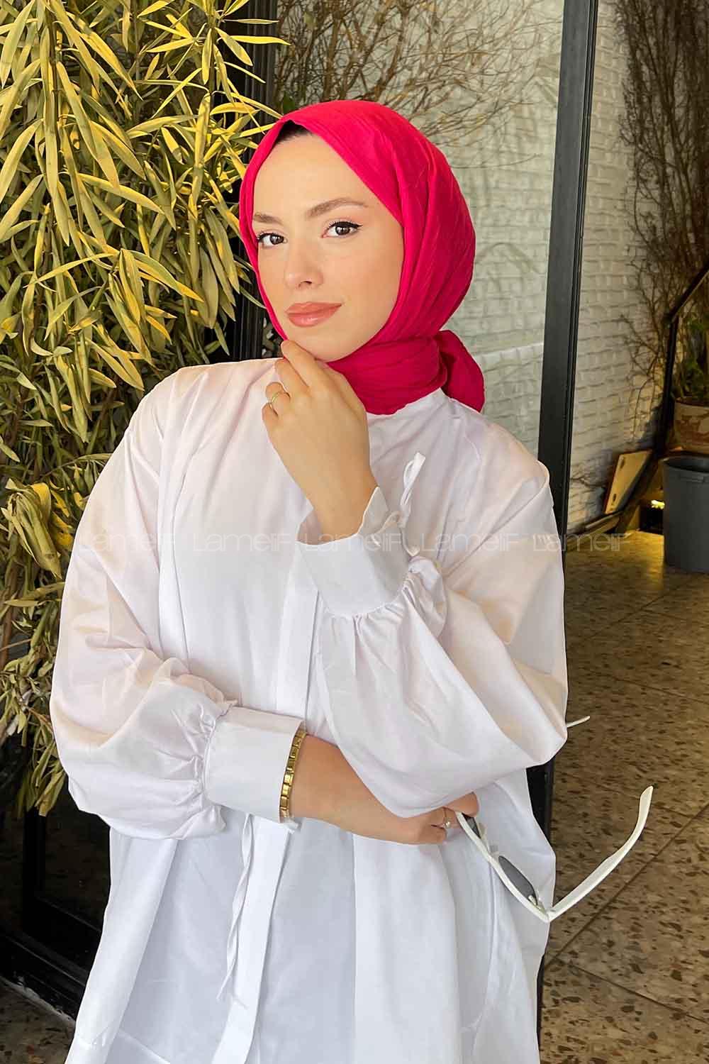 Fuchsia Cotton Fabric Straight Shawl