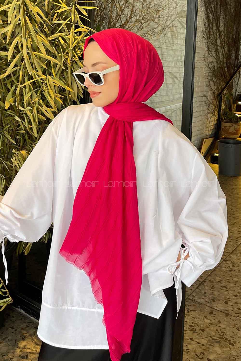 Fuchsia Cotton Fabric Straight Shawl