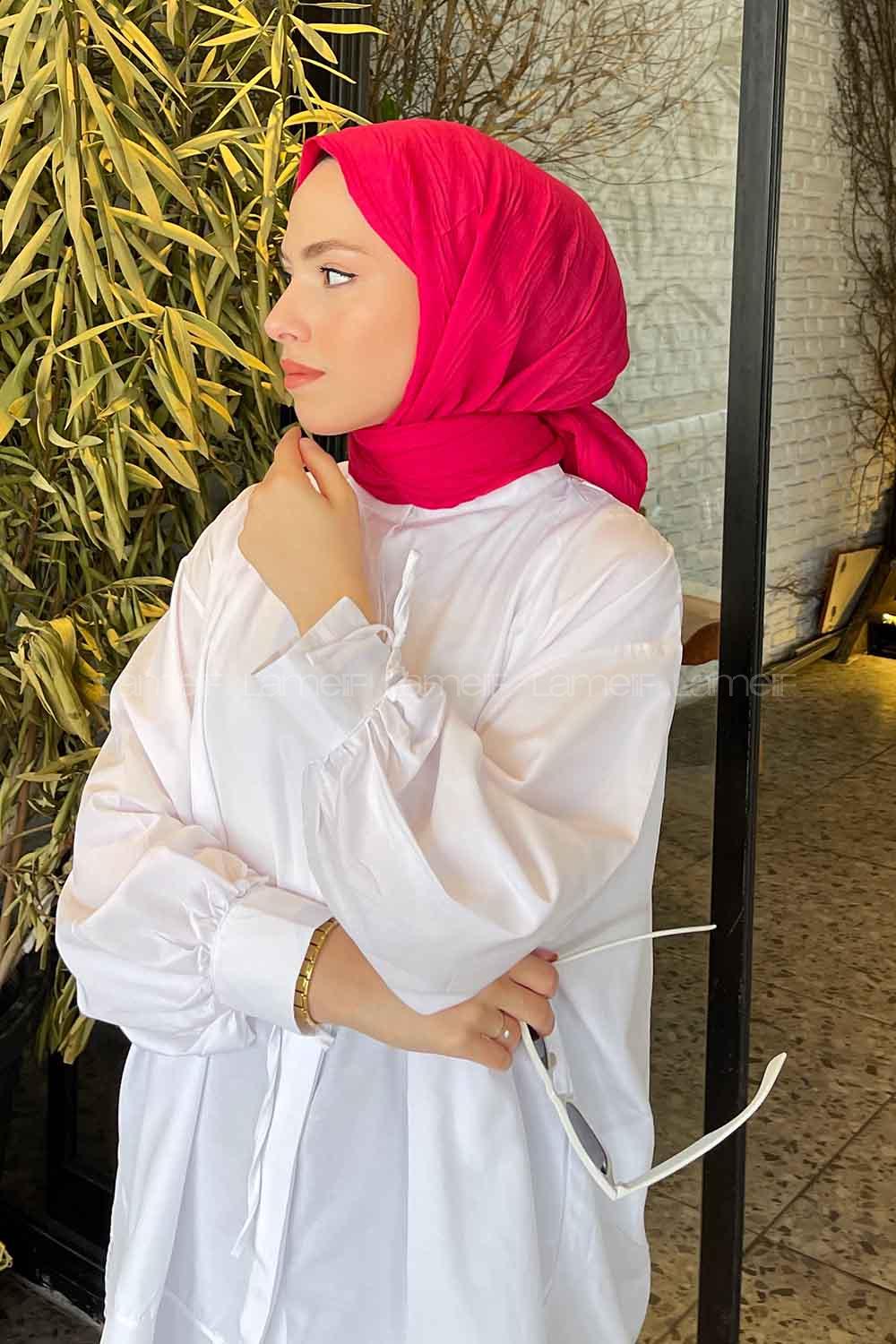 Fuchsia Cotton Fabric Straight Shawl