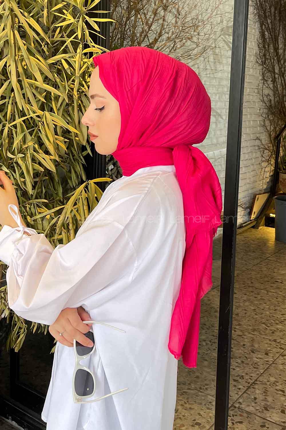 Fuchsia Cotton Fabric Straight Shawl