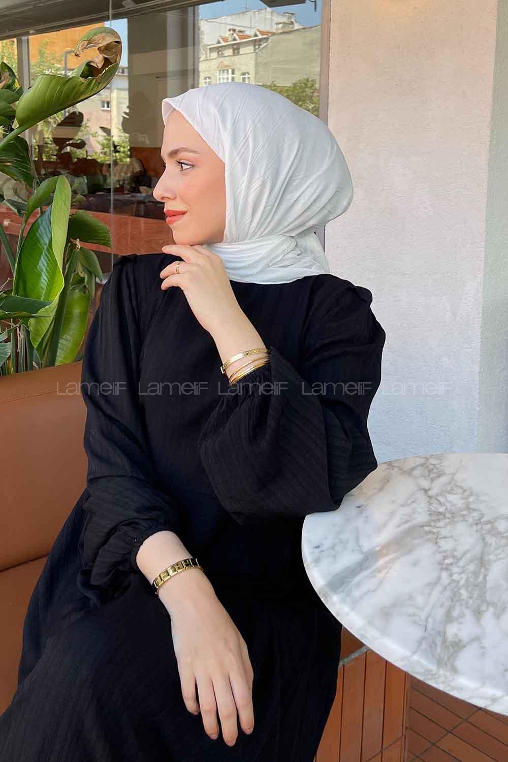 Lamelif Piliseli Bambu Eşarp Kırık Beyaz