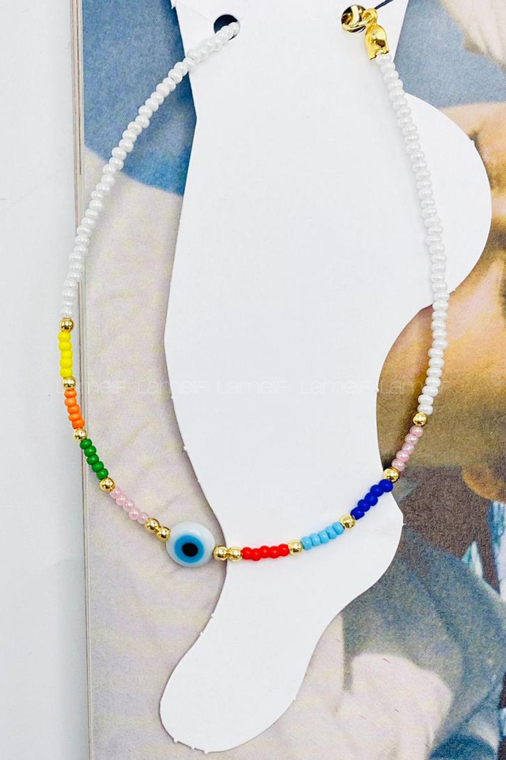 Lamelif Beyaz Renkli Boncuk Detaylı Nazar Halhal