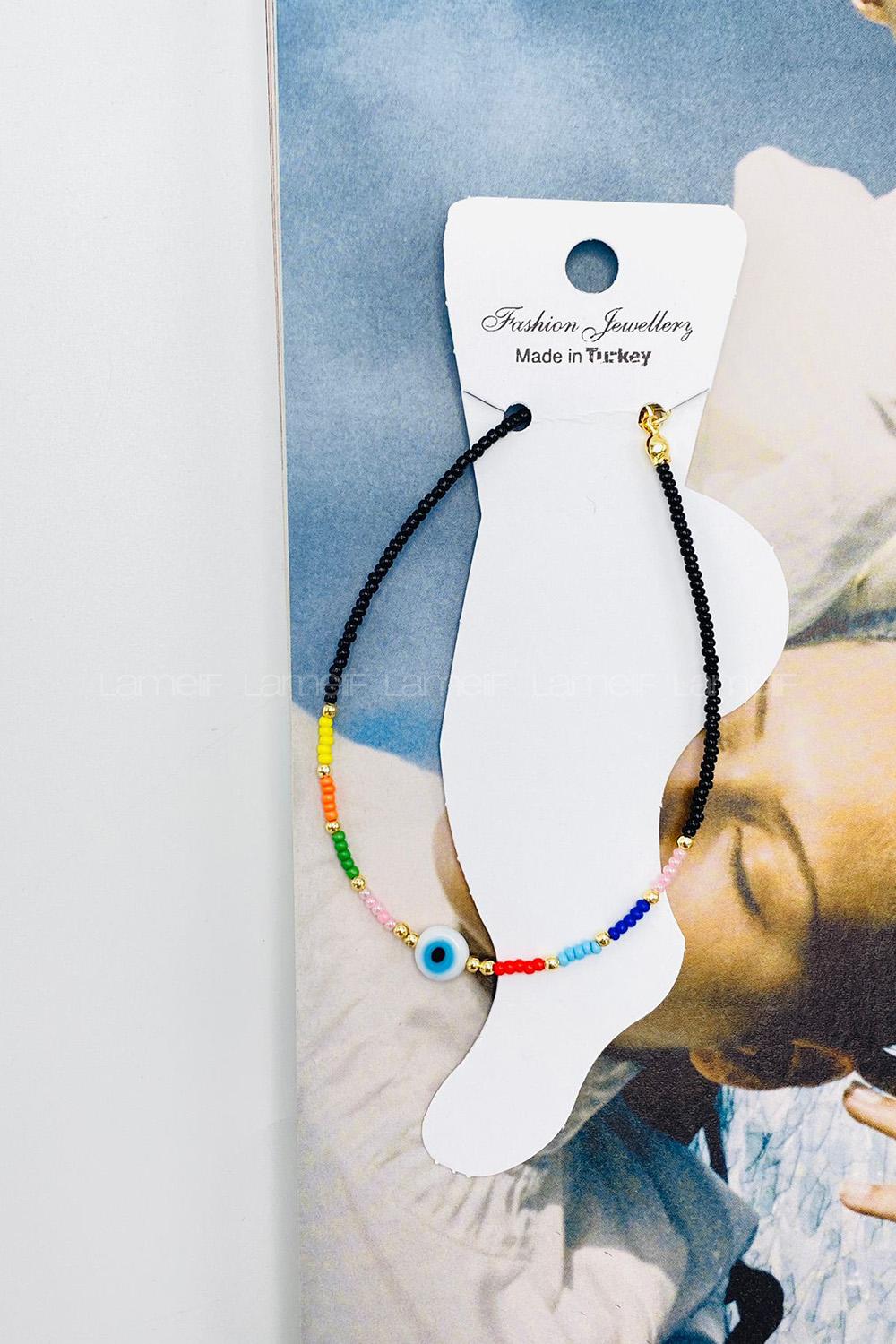Lamelif Siyah Renkli Boncuk Detaylı Nazar Halhal