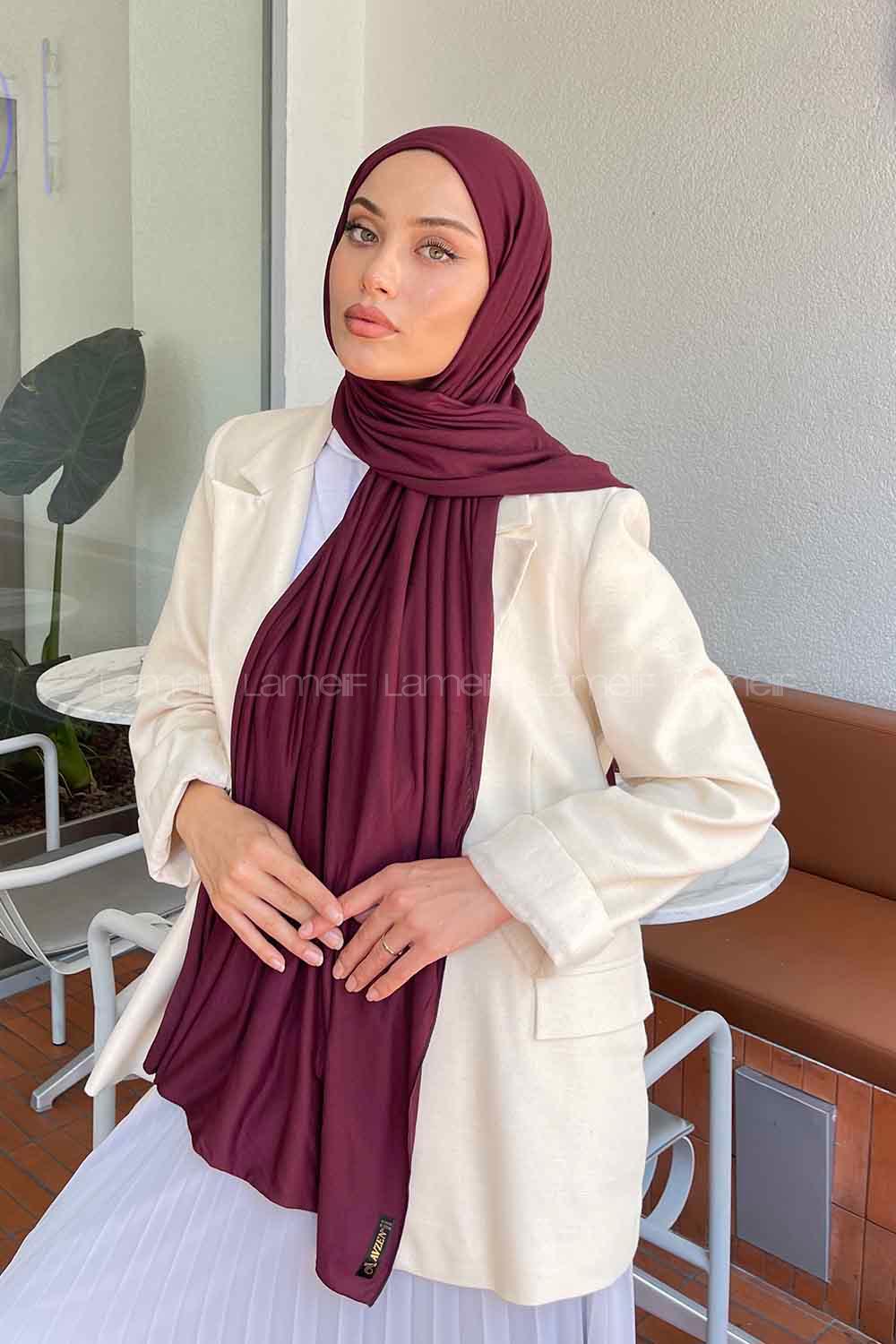 Bitter Burgundy Combed Fabric Straight Shawl