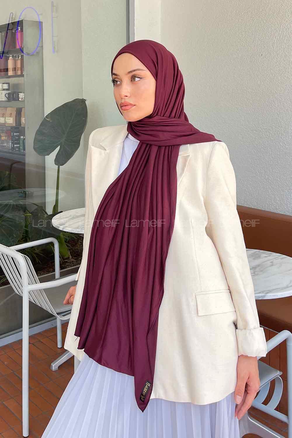 Bitter Burgundy Combed Fabric Straight Shawl