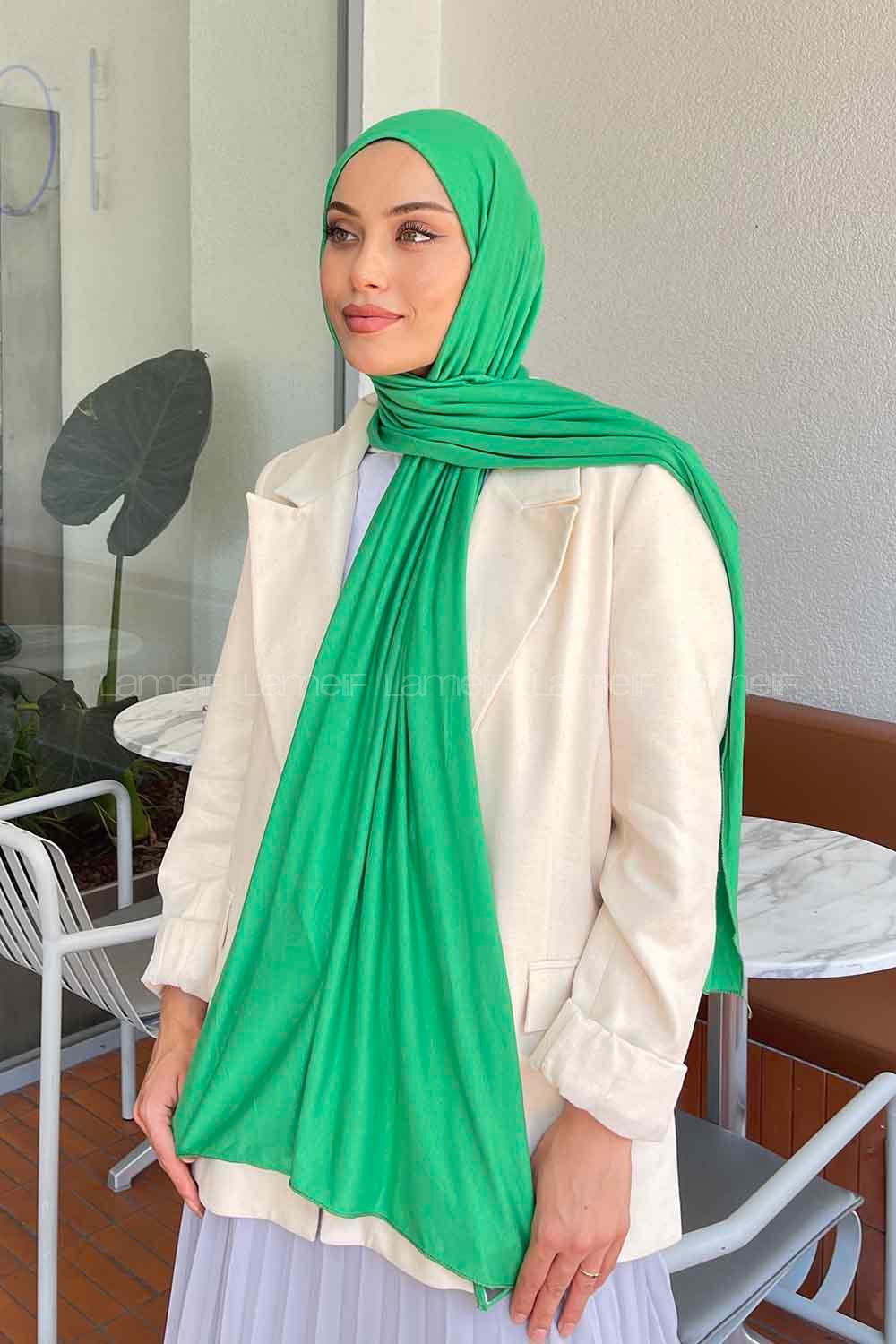 Lamelif Bennetton Yeşili Penye Şal