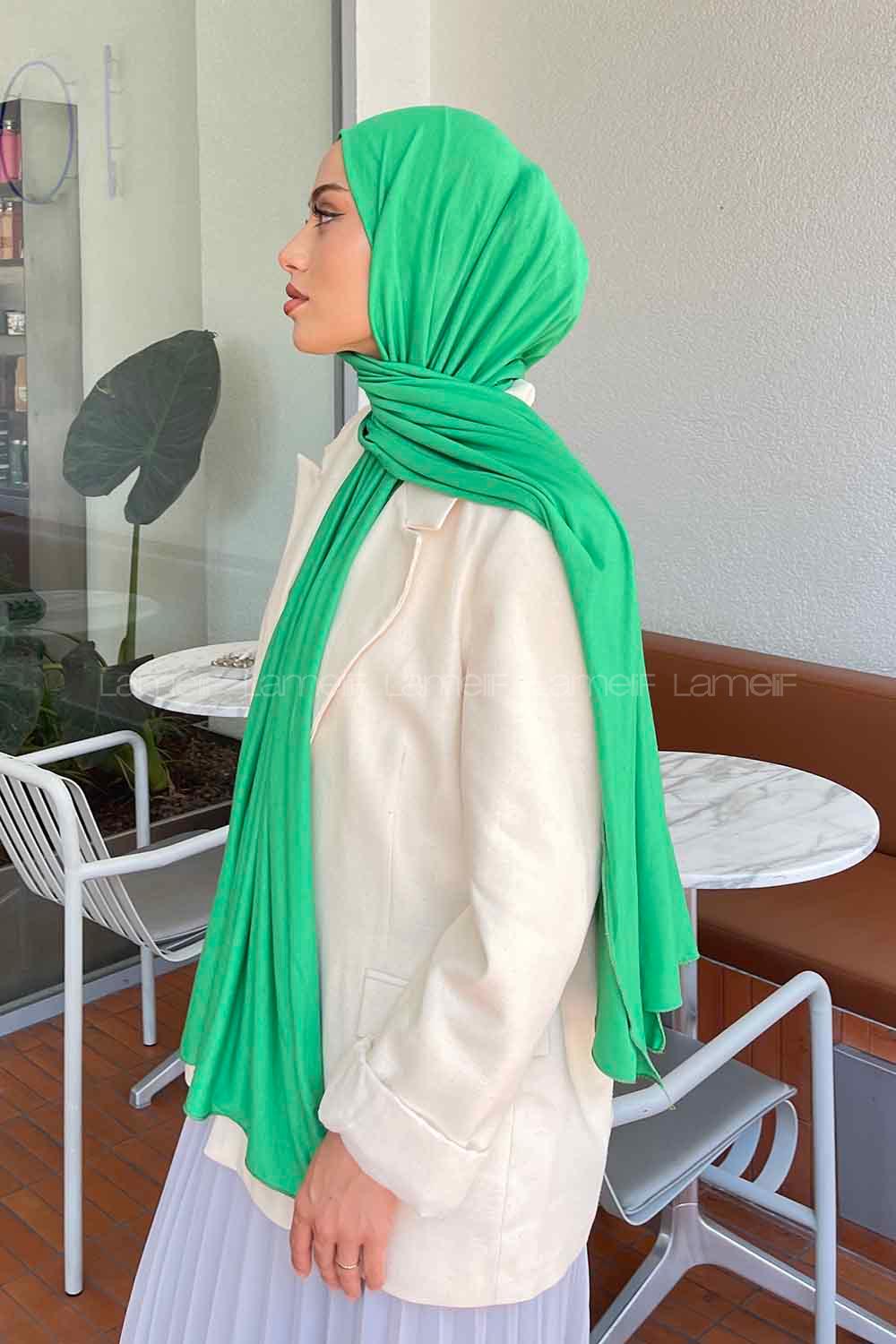 Lamelif Bennetton Yeşili Penye Şal