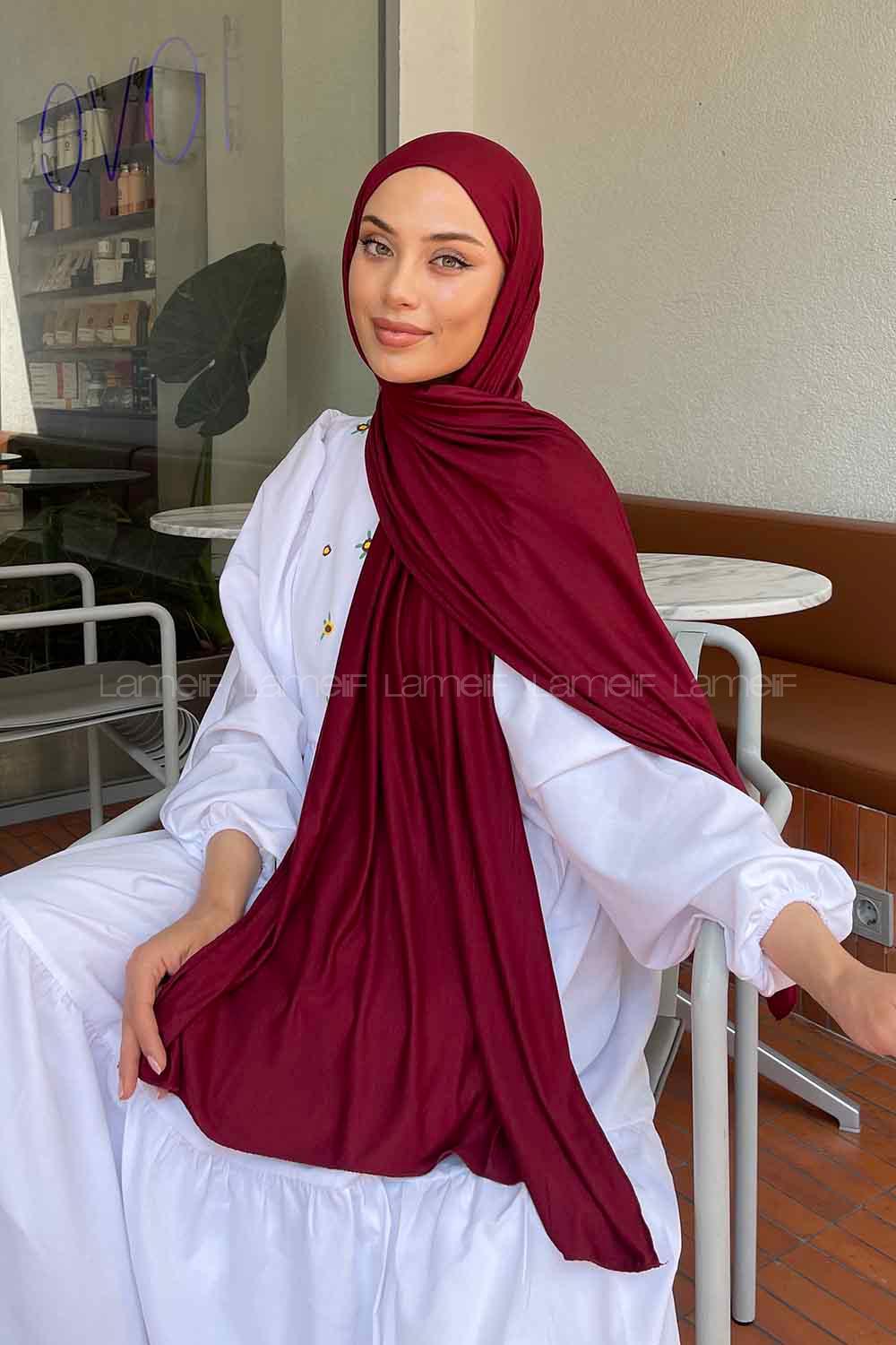 Lamelif Penye Şal Koyu Bordo