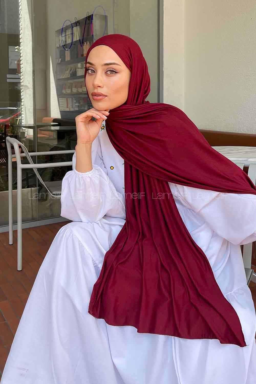 Lamelif Penye Şal Koyu Bordo