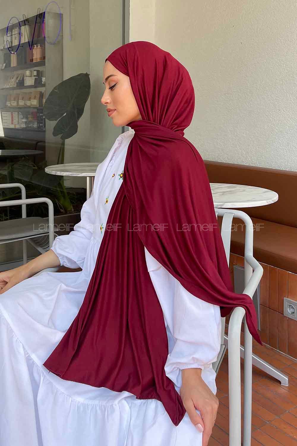 Lamelif Penye Şal Koyu Bordo