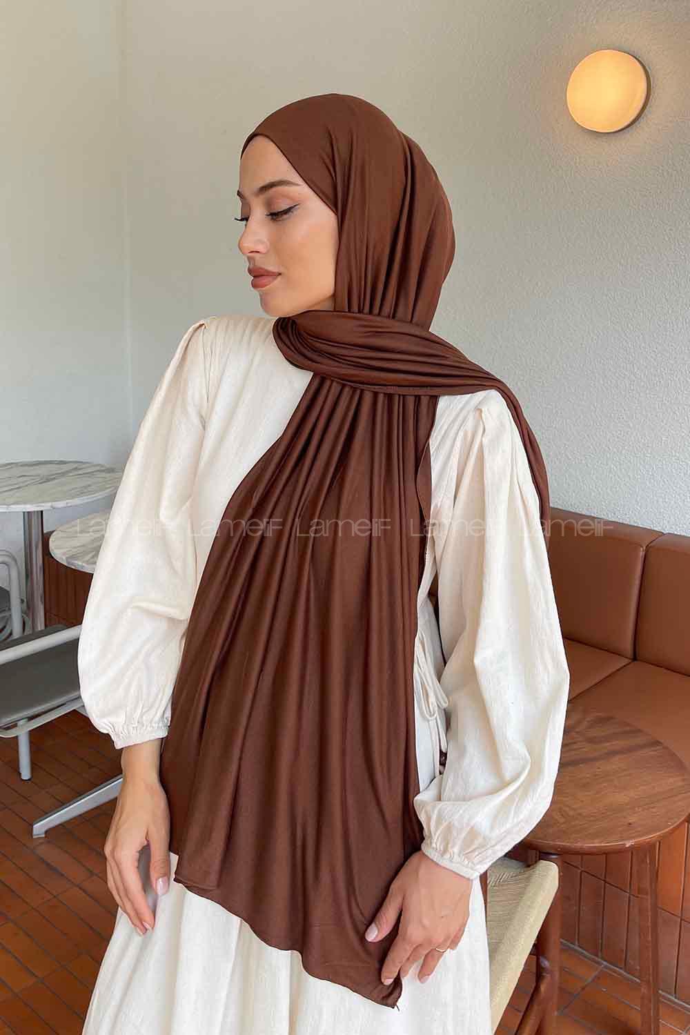 Lamelif Çikolata Kahve Penye Şal