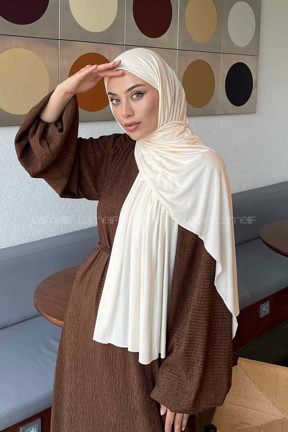 Lamelif Penye Şal Krem