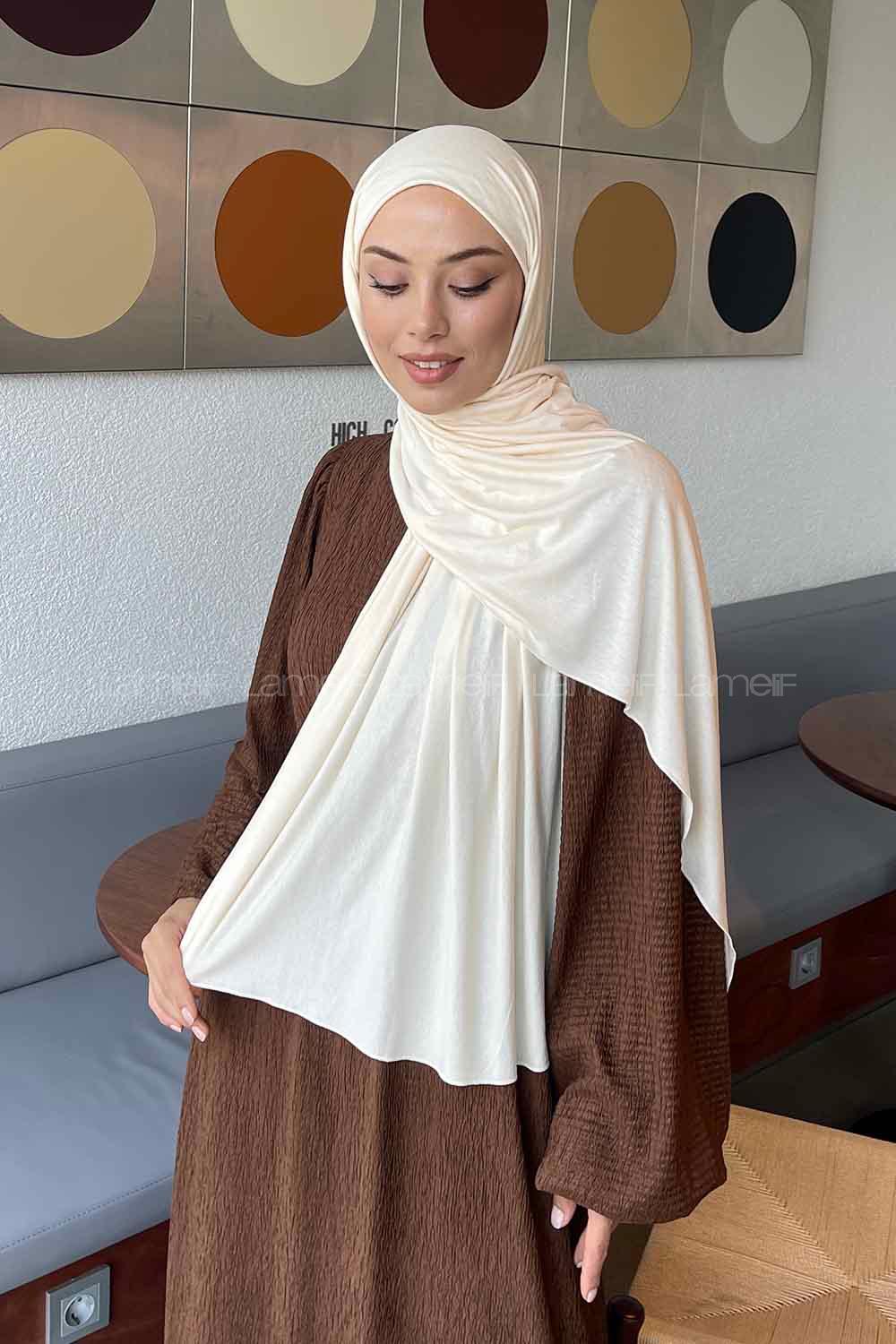 Lamelif Penye Şal Krem