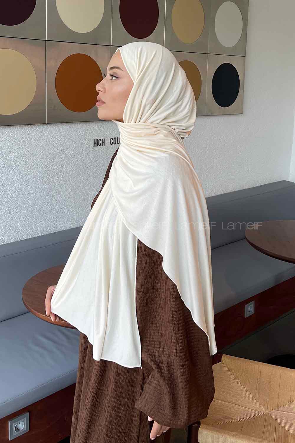 Lamelif Penye Şal Krem