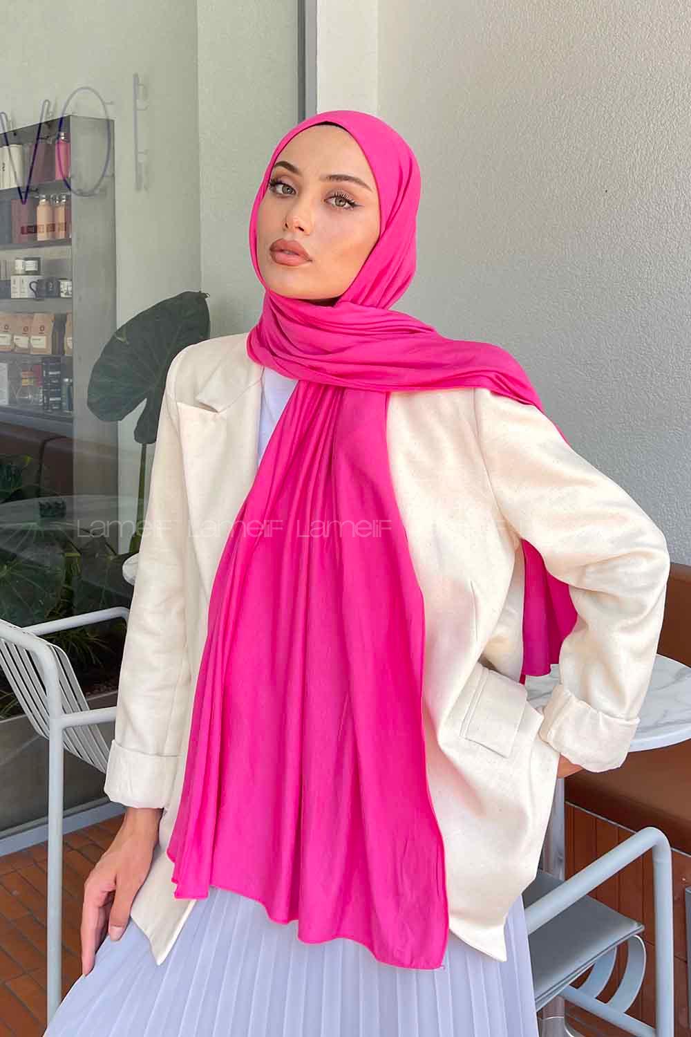 Lamelif Fuşya Penye Şal