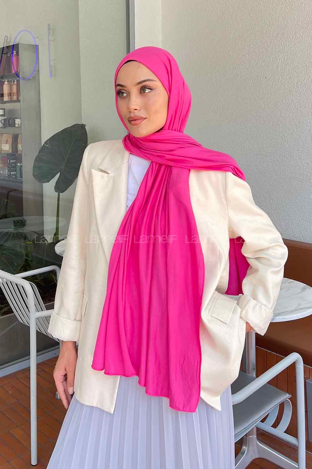 Lamelif Fuşya Penye Şal