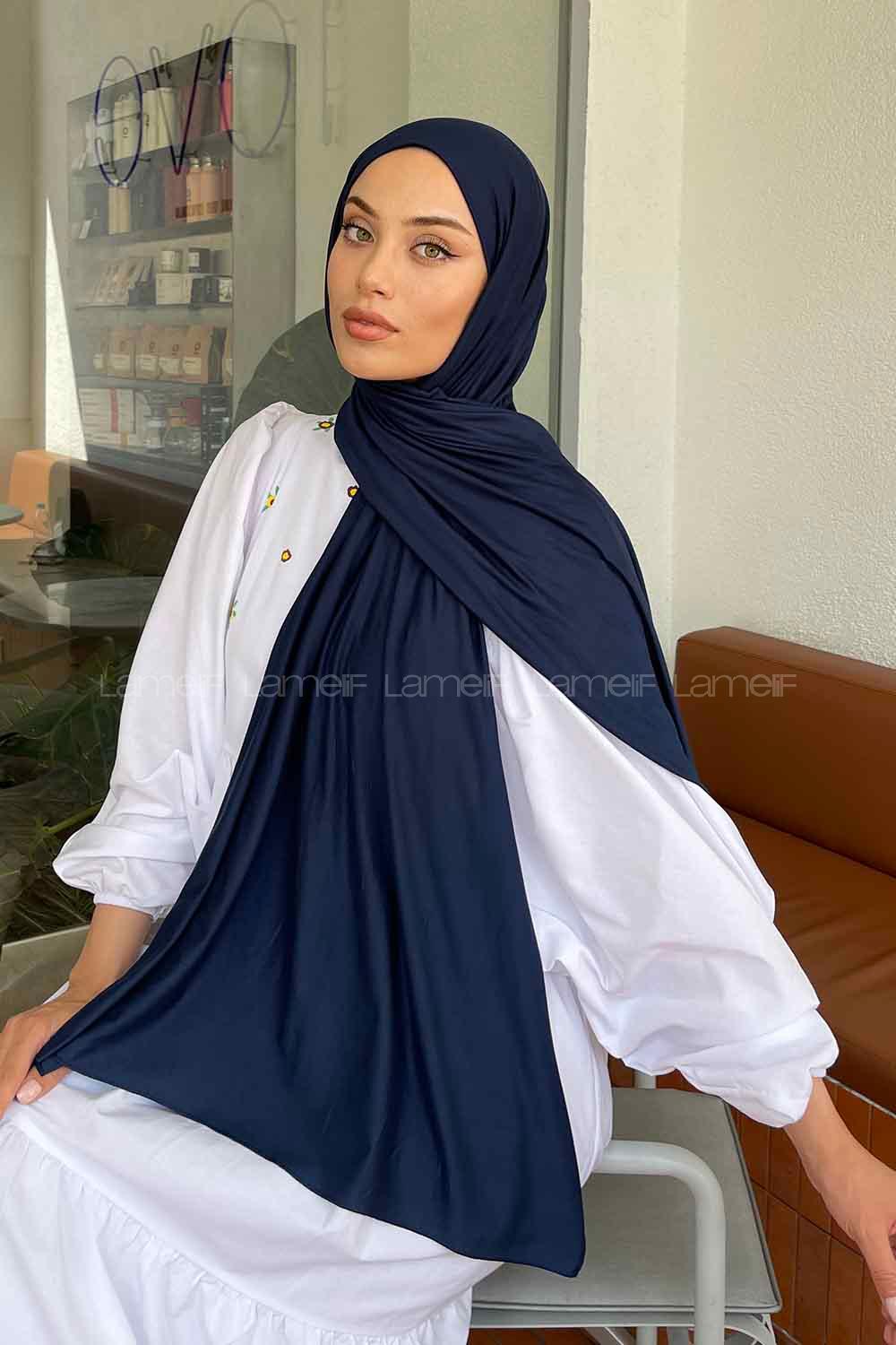 Lamelif Gece Mavisi Penye Şal