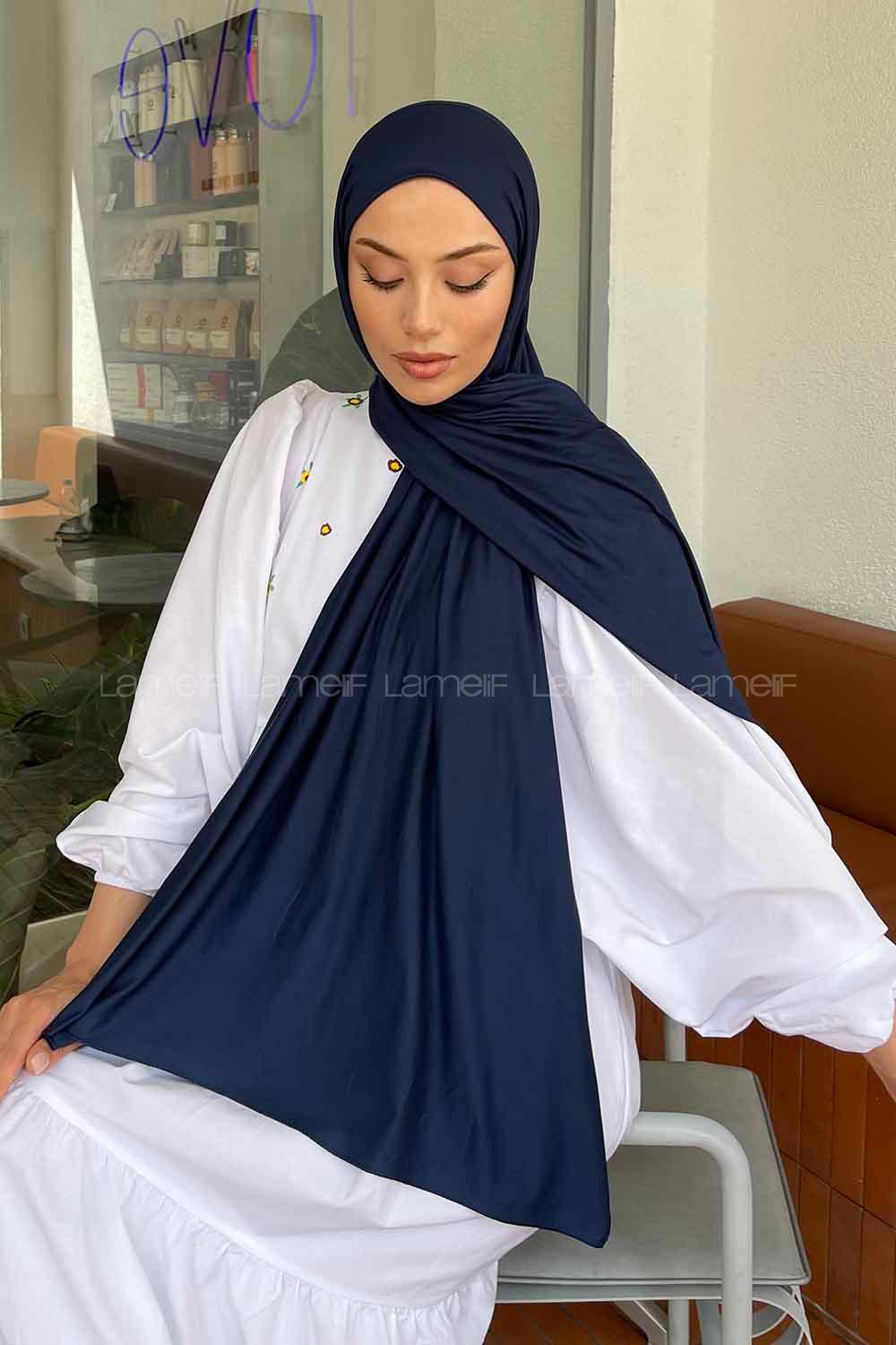 Lamelif Gece Mavisi Penye Şal