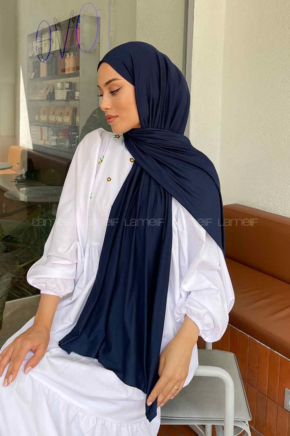 Lamelif Gece Mavisi Penye Şal