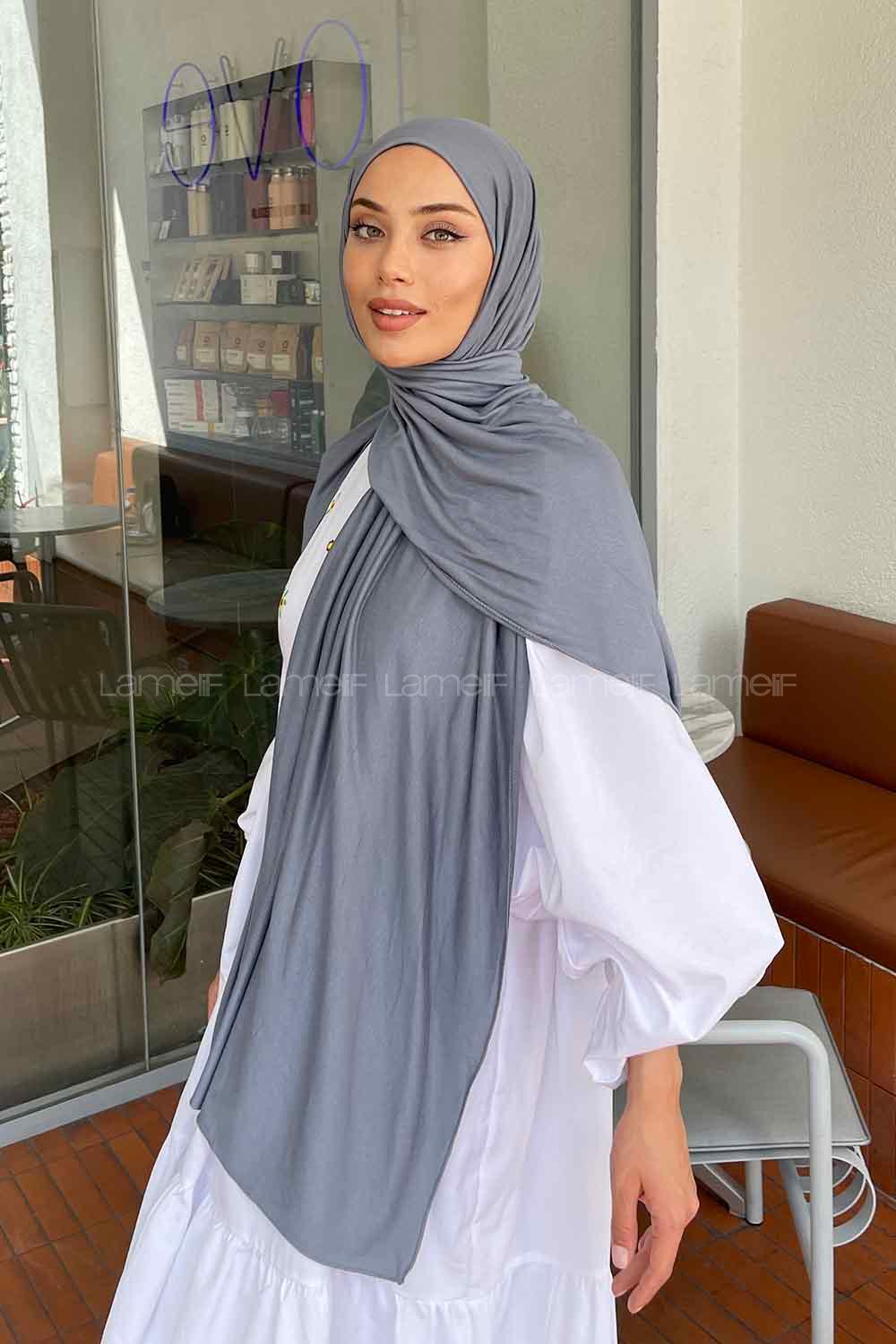 Lamelif Gri Penye Şal