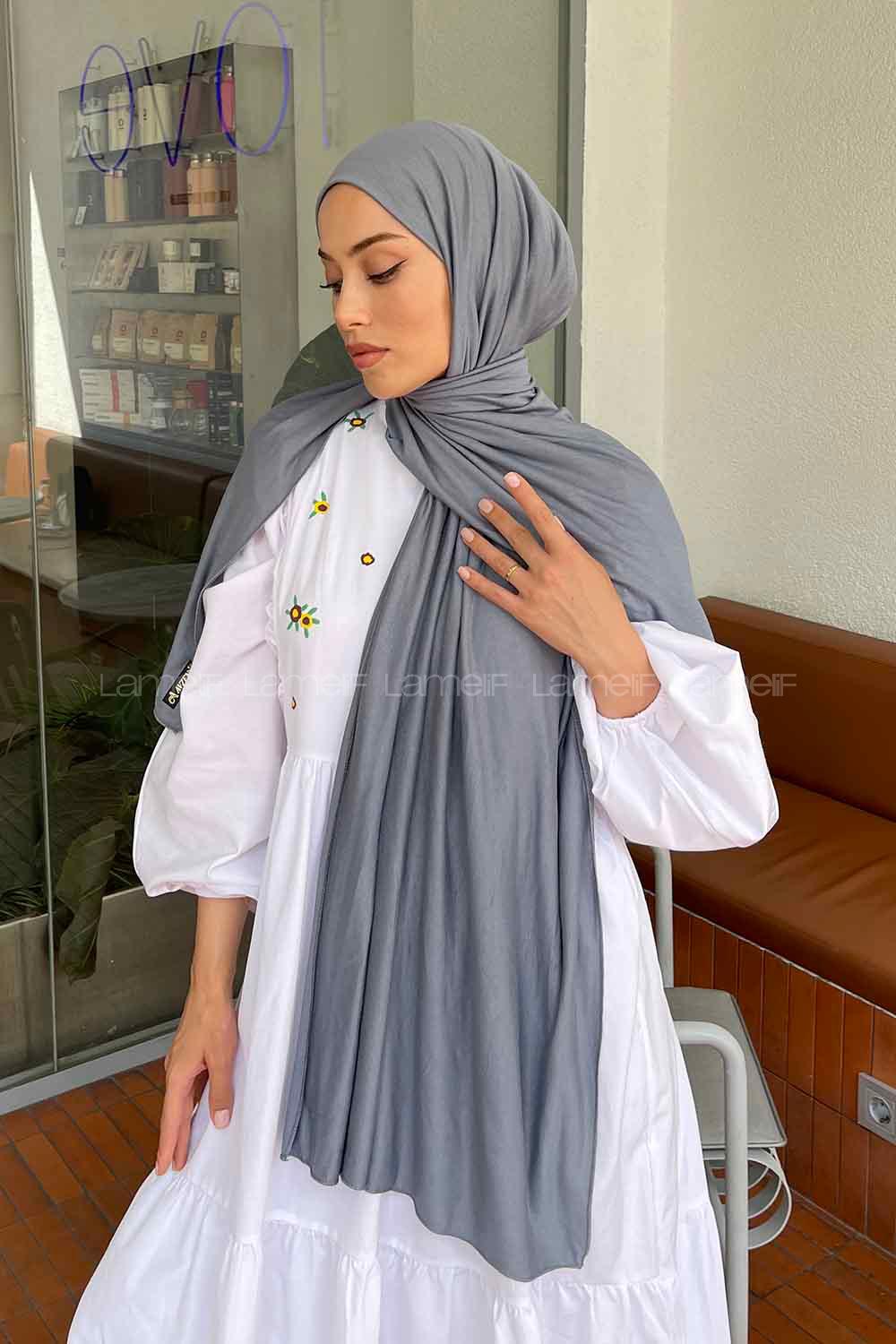 Lamelif Gri Penye Şal