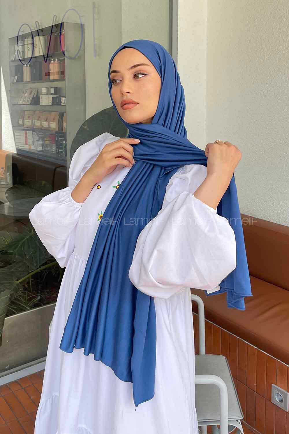 Lamelif Kot Mavi Penye Şal