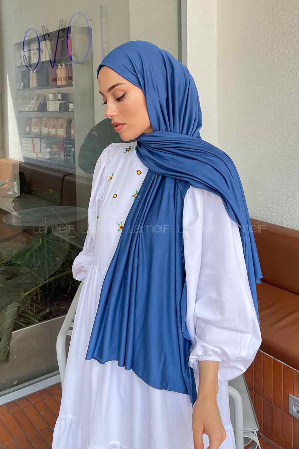 Lamelif Kot Mavi Penye Şal