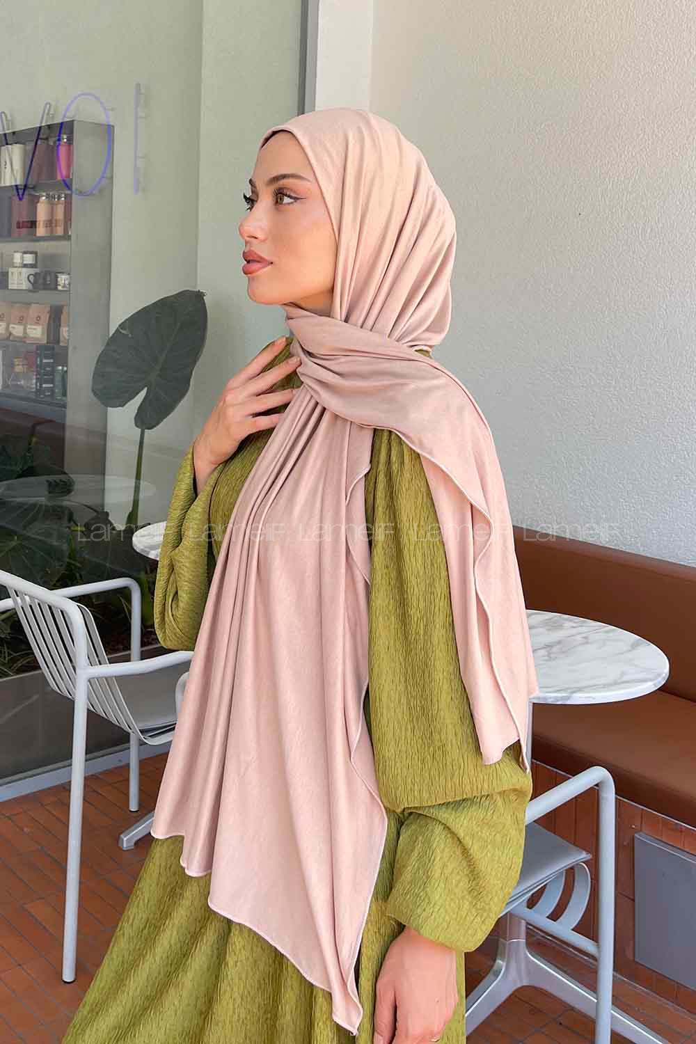 Lamelif Koyu Bej Penye Şal