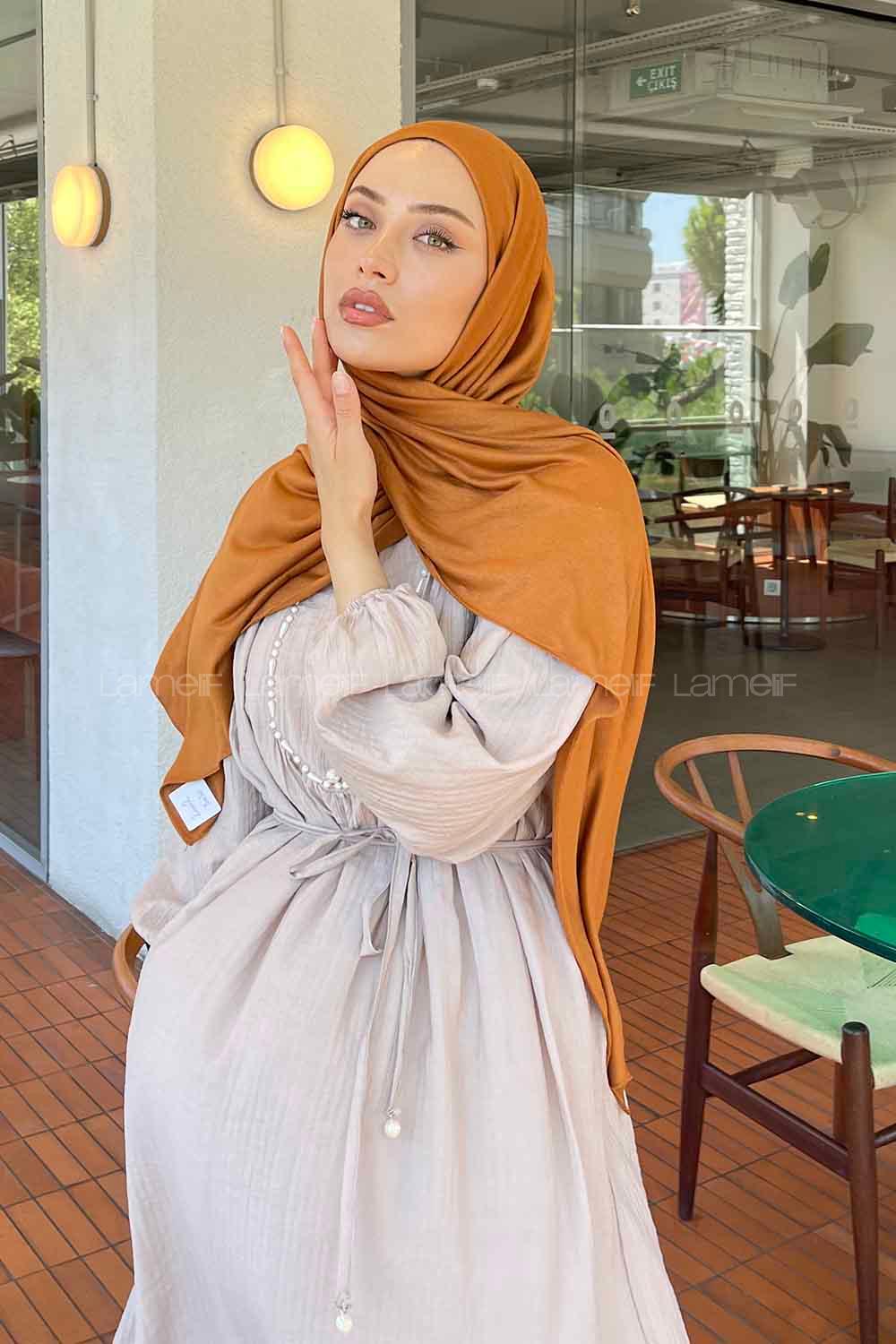 Lamelif Koyu Gold Penye Şal